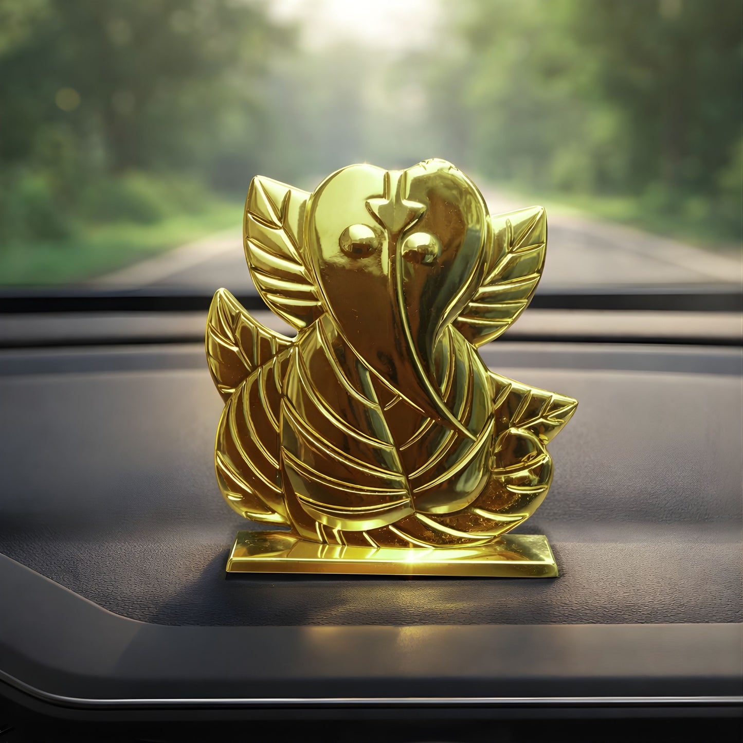 Golden Lord Ganesha Dashboard Idol for Car Home Mandir Office Decor Gift