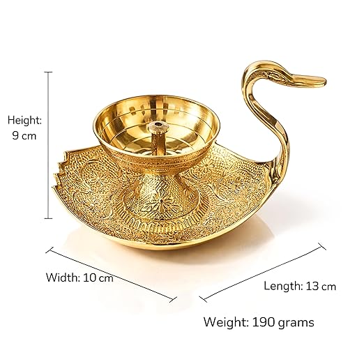Brass Swan Diya | Handcrafted Hamsa Oil Lamp for Pooja, Aarti, Diwali & Home Mandir Decor
