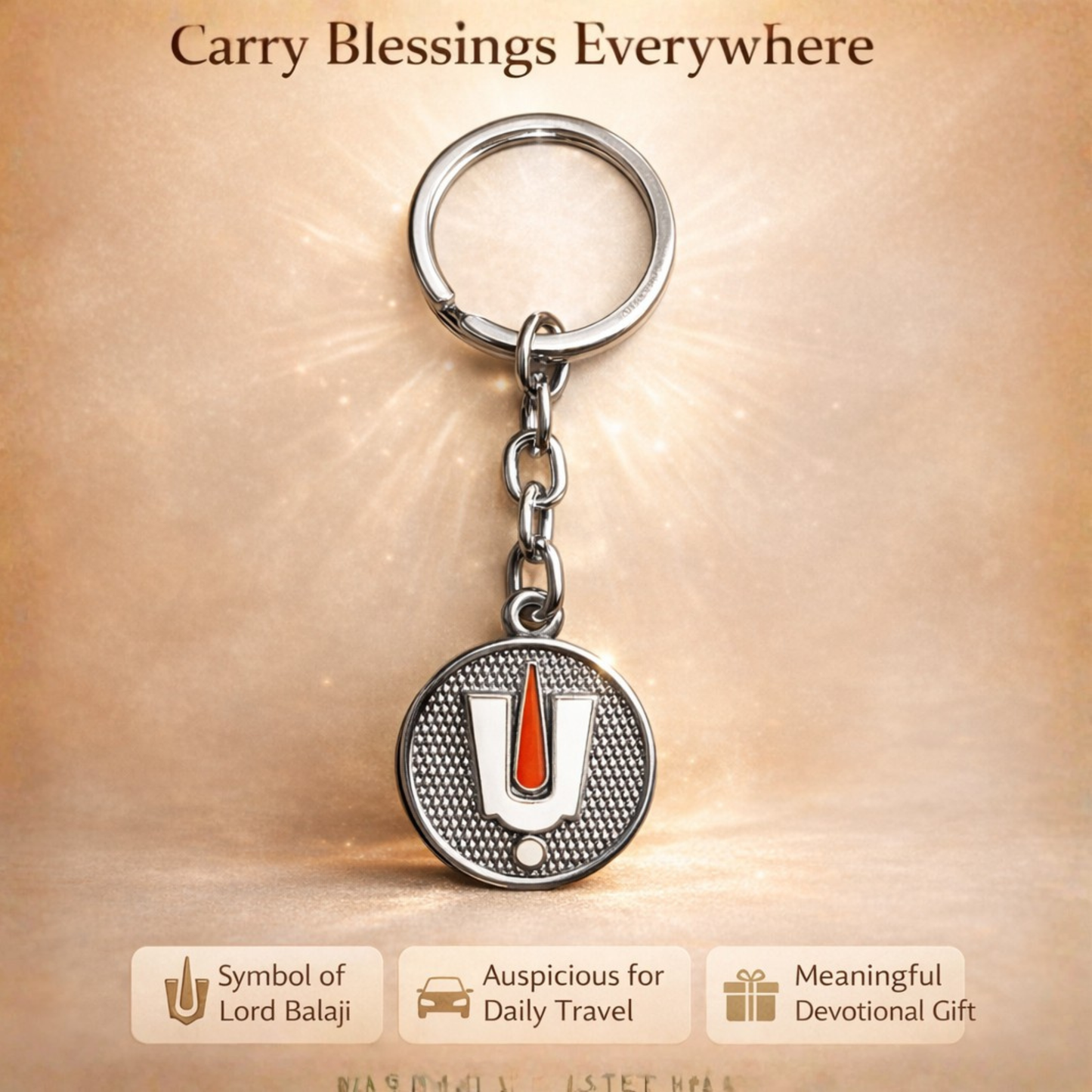 Tirupati Balaji Key Ring | Venkateswara Tilak Keychain | Devotional Gift