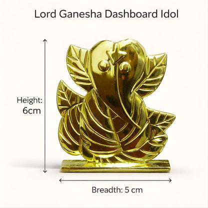 Golden Lord Ganesha Dashboard Idol for Car Home Mandir Office Decor Gift