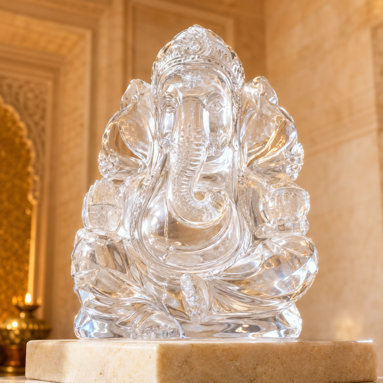 Sphatik Ganesh Idol for Home Decor | Crystal Ganesha Murti, Ganpati Idol for Home Mandir, Meditation, Vastu, Office Desk, Housewarming, Wedding & Spiritual Gift | 5/10/15/20 Kg