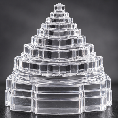 Sphatik Shree Yantra | Premium Crystal Sri Chakra Meru Yantra for Home Mandir, Vastu, Meditation & Spiritual Décor | Available in 5/10/15/20 Kg
