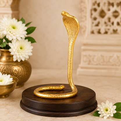 Brass Naag Devta Idol | Cobra Snake Statue for Shivling Puja | Hindu Mandir Decor