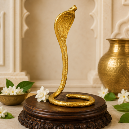 Brass Naag Devta Idol | Cobra Snake Statue for Shivling Puja | Hindu Mandir Decor