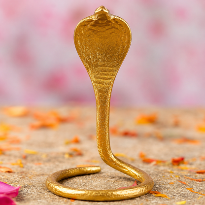 Brass Naag Devta Idol | Cobra Snake Statue for Shivling Puja | Hindu Mandir Decor