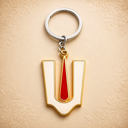 Lord Balaji Tilak Keychain | Tirupati Balaji Metal Key Ring | Hindu Spiritual Gift