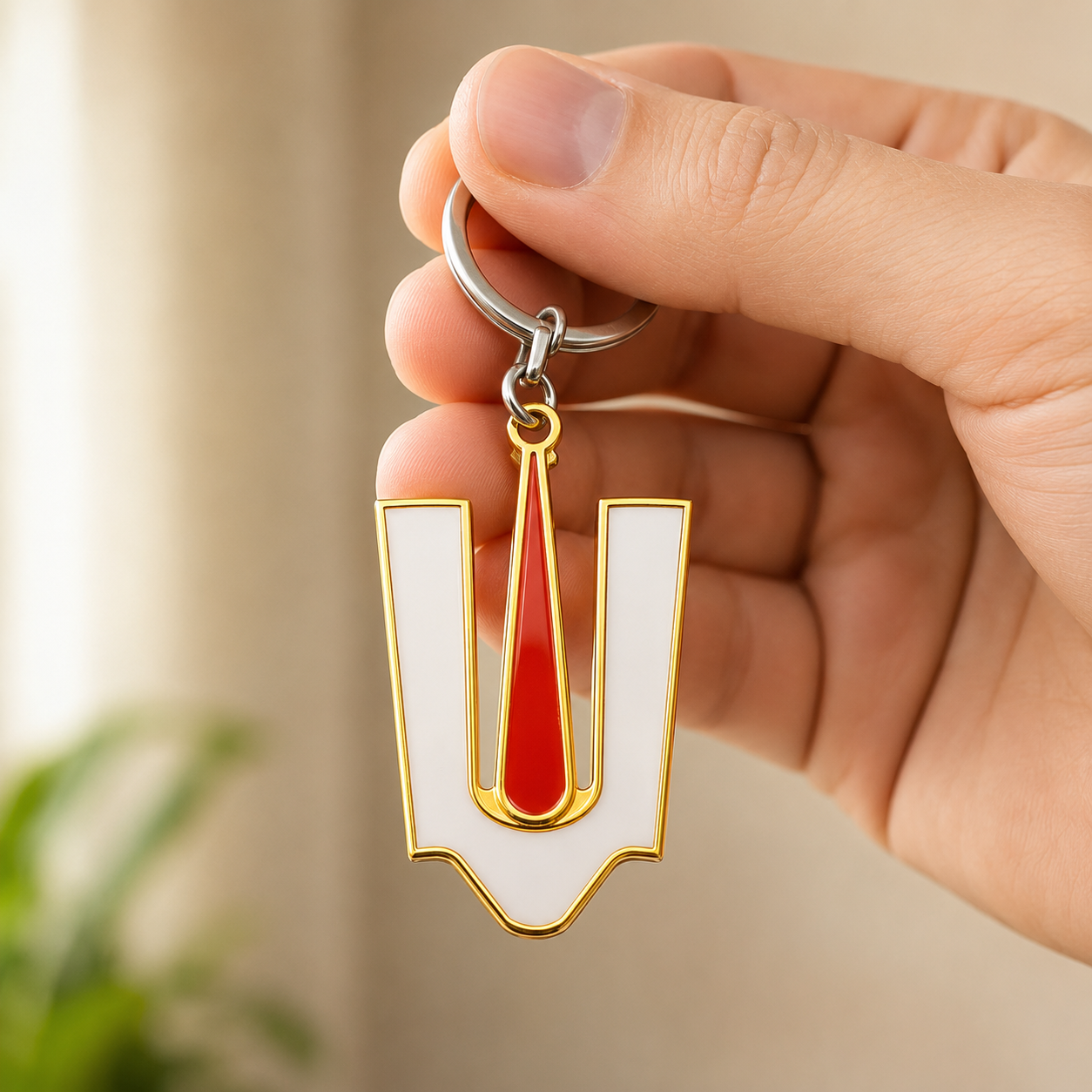 Lord Balaji Tilak Keychain | Tirupati Balaji Metal Key Ring | Hindu Spiritual Gift
