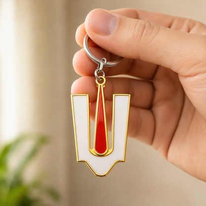 Lord Balaji Tilak Keychain | Tirupati Balaji Metal Key Ring | Hindu Spiritual Gift