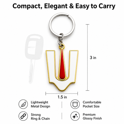 Lord Balaji Tilak Keychain | Tirupati Balaji Metal Key Ring | Hindu Spiritual Gift