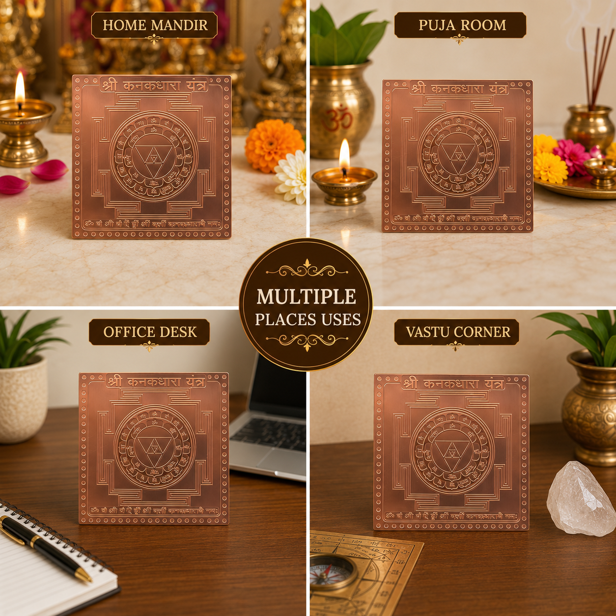 Copper Kanakdhara Yantra | Shri Lakshmi Yantra for Prosperity, Wealth, Peace & Positive Energy