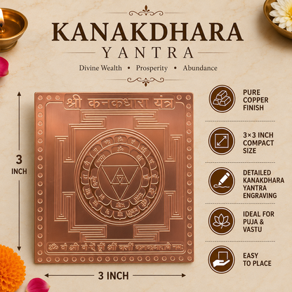 Copper Kanakdhara Yantra | Shri Lakshmi Yantra for Prosperity, Wealth, Peace & Positive Energy