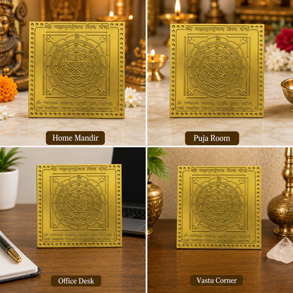 Brass Mahamrityunjay Shiv Yantra | Lord Shiva Vastu Yantra for Pooja, Protection & Positive Energy