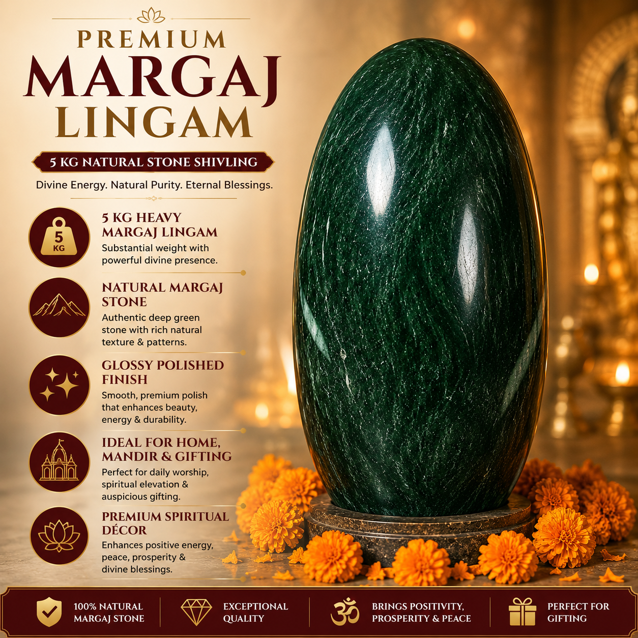 Margaj Lingam - Natural Stone Shivling for Home Puja, Vastu & Housewarming Gift | Available in 5/10/15/20 Kg