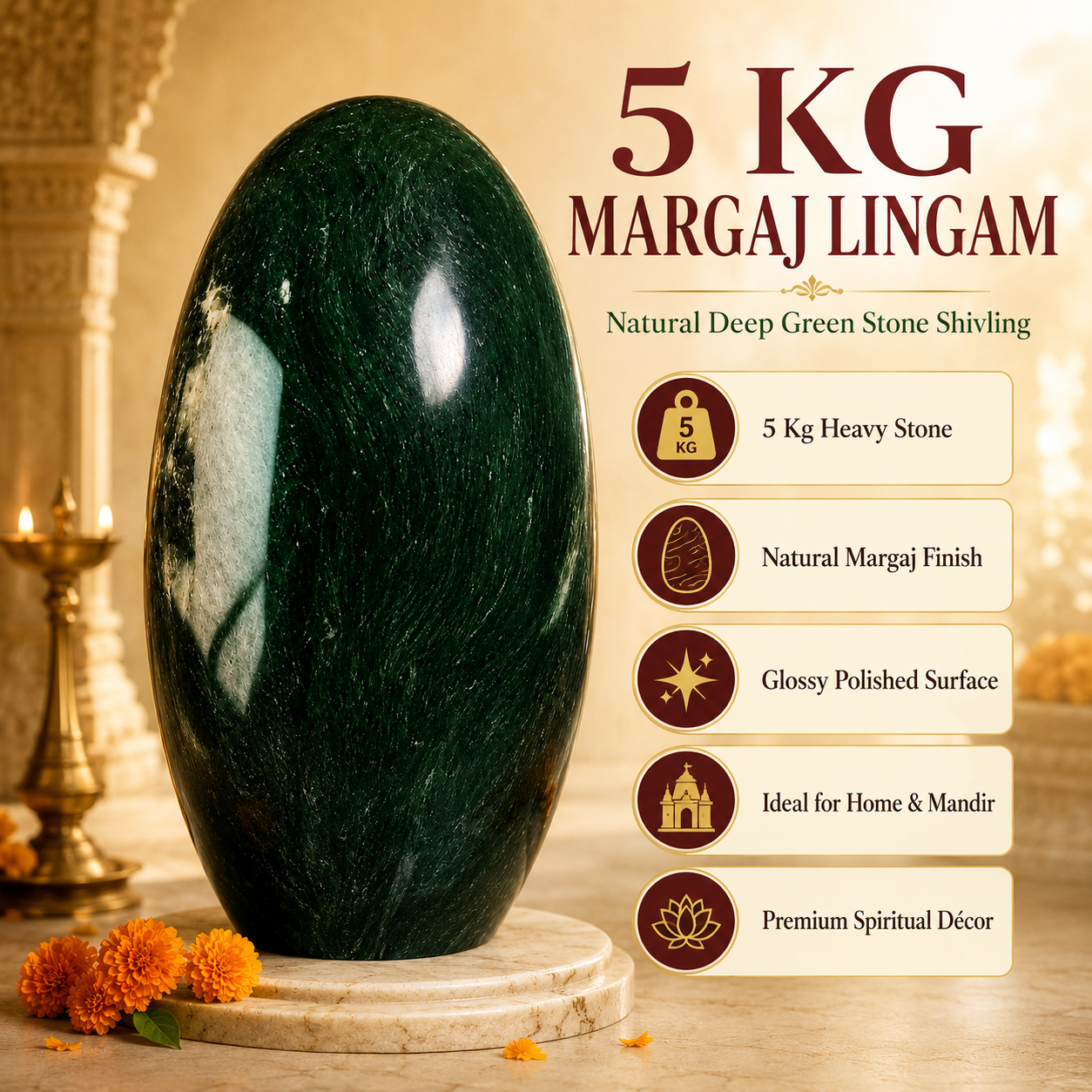 Margaj Lingam - Natural Stone Shivling for Home Puja, Vastu & Housewarming Gift | Available in 5/10/15/20 Kg