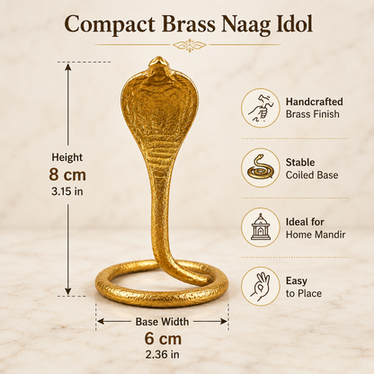 Brass Naag Devta Idol | Cobra Snake Statue for Shivling Puja | Hindu Mandir Decor