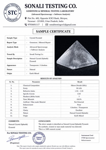 Sphatik Crystal Pyramid for Vastu Meditation Home Office Decor and Spiritual Healing