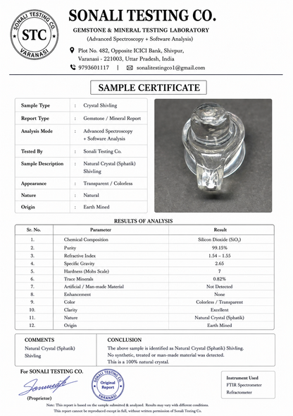 Original Sphatik Shivling Crystal Shivling for Puja Mandir Meditation Spiritual Worship Decor