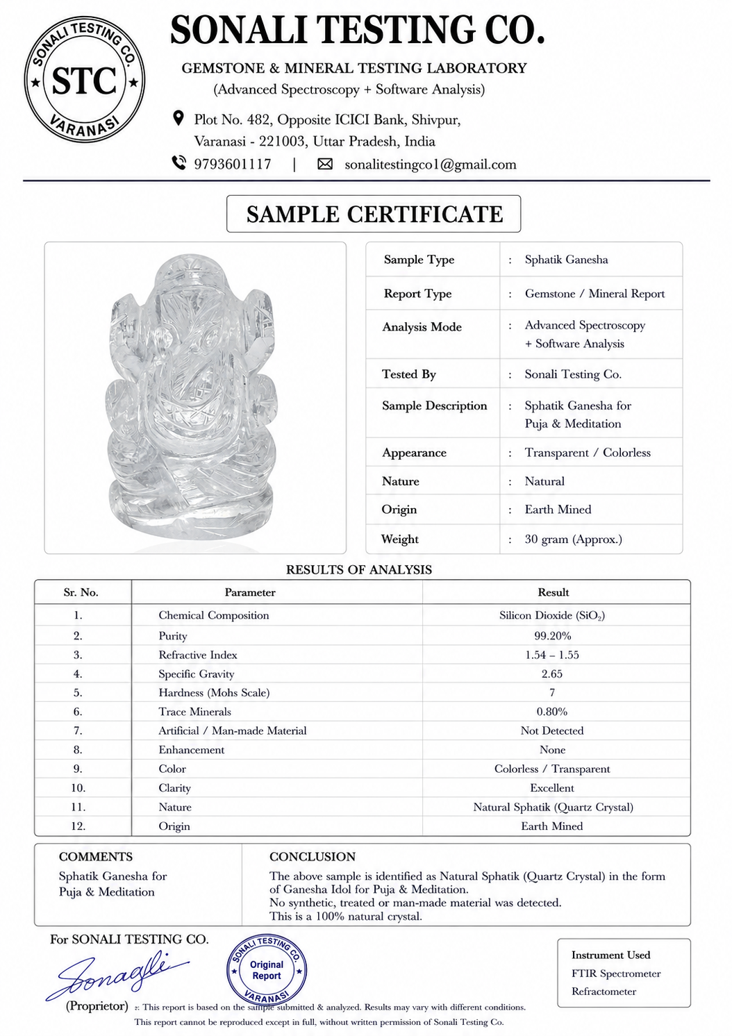 Sphatik Ganesh Idol Crystal Ganesha Murti for Puja Mandir Decor Spiritual Blessings Home