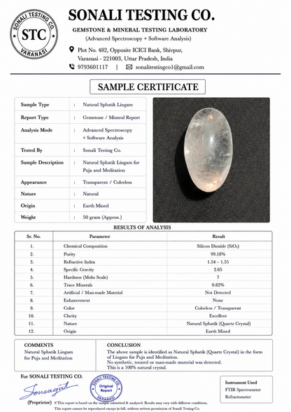 Sphatik Crystal Shiva Lingam for Puja Meditation Vastu Home Temple Spiritual Worship