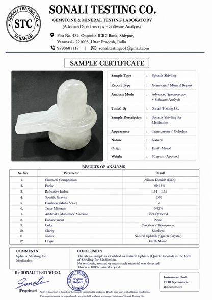 Original Sphatik Shivling Crystal Shiva Lingam for Pooja Home Mandir Vastu Spiritual Decor