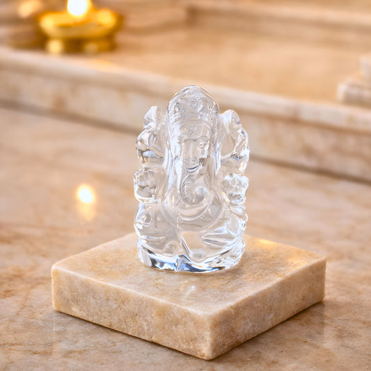 Sphatik Ganesh Idol Crystal Ganesha Murti for Puja Mandir Decor Spiritual Blessings Home